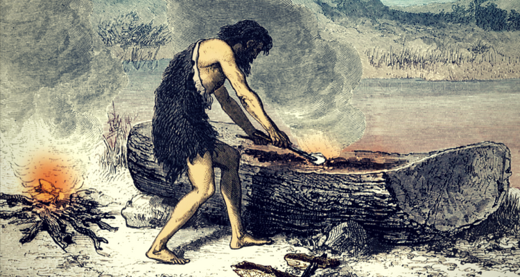 Realizarea unie ambarcatiuni dintr-un trunchi de copac cu ajutorul focului