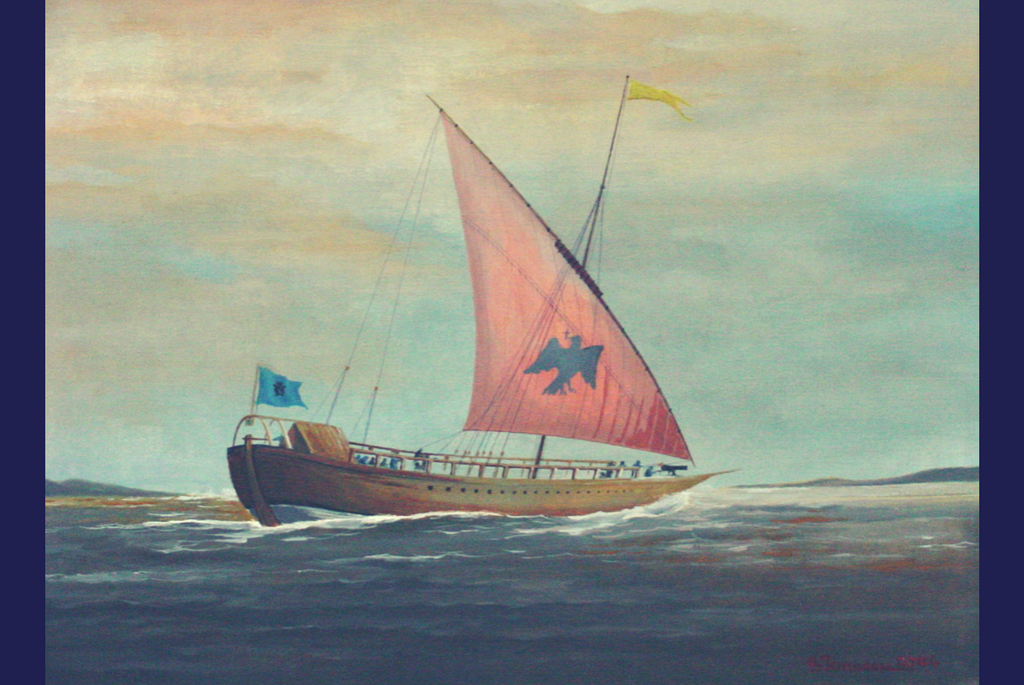 Caiac Brâncovenesc - pictură în ulei pe pânză de Cpt.Cdor Ionescu Ovidiu-Victor - 2004