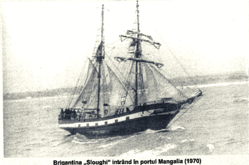Brigantina "Sloughi" intrând în portul Mangalia, 1970